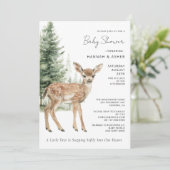 Invitation Baby shower forestier moderne de bois de cerfs (Debout devant)
