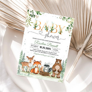 Invitation Baby shower forestier neutre pour les femmes