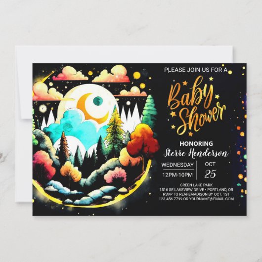 Invitation Baby shower forestier numérique (Devant)