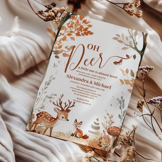 Invitation Baby shower forestier Oh Deer Forest