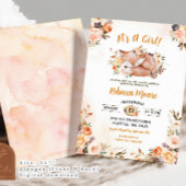 Invitation Baby shower forestier rose de Fox Floral