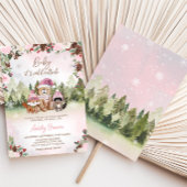 Invitation Baby shower forestier rose d'hiver