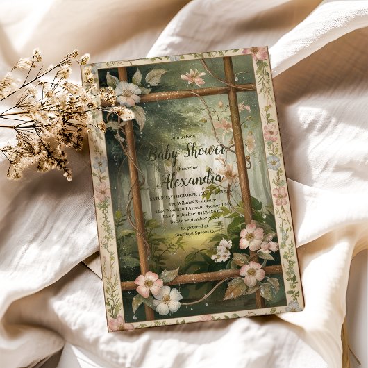 Invitation Baby shower forestier rustique