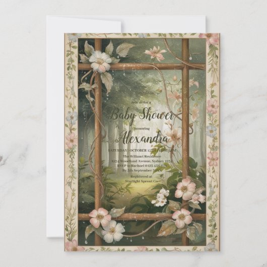 Invitation Baby shower forestier rustique (Devant)