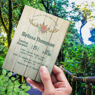 Invitation Baby shower forestier rustique de bois de cerf de