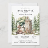 Invitation Baby shower forestier rustique des ours (Devant)