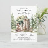Invitation Baby shower forestier rustique des ours (Debout devant)