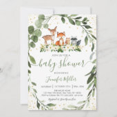 Invitation Baby shower forestier Végétation Forêt Animaux (Devant)