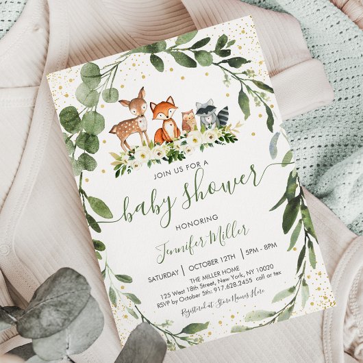 Invitation Baby shower forestier Végétation Forêt Animaux