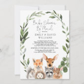 Invitation Baby shower forestier verdoyant simple par courrie (Devant)