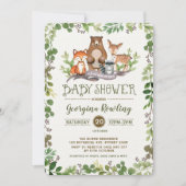 Invitation Baby shower forestier vert forêt d'invitation (Devant)