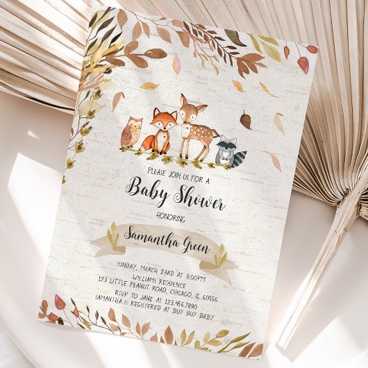 Invitation Baby Shower Forêt d'Automne