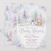 Invitation Baby-Shower Forêt d'Hiver (Devant / Derrière)