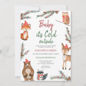 Invitation Baby Shower Forêt d'Hiver (Devant)