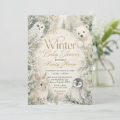 Invitation Baby Shower Forêt d'Hiver (Debout devant)