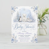 Invitation Baby-Shower Forêt d'Hiver (Debout devant)