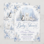 Invitation Baby-Shower Forêt d'Hiver (Devant / Derrière)