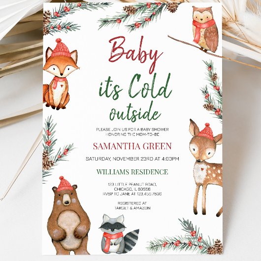 Invitation Baby Shower Forêt d'Hiver