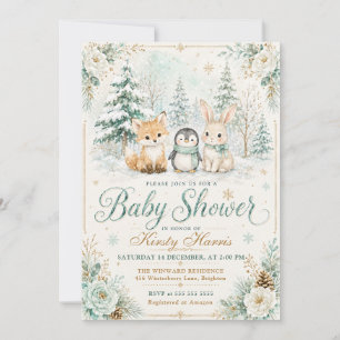 Invitation Baby Shower Forêt d'Hiver