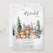 Invitation Baby-Shower Forêt d'Hiver (Devant)