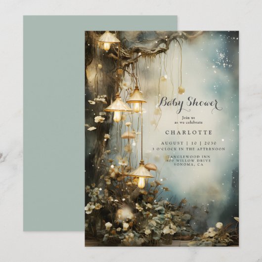 Invitation Baby Shower Forêt Enchantée (Devant / Derrière)