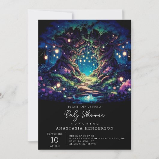 Invitation Baby shower Forêt Enchantée Majestic Fun (Devant)