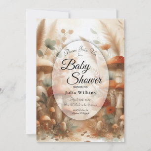 Invitation Baby Shower Forêt Magique Champignon de Terracotta
