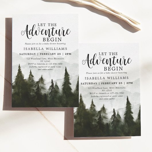 Invitation Baby shower Forêt Misty Adventure