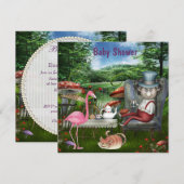 Invitation Baby shower fou de thé de chapelier du pays des (Devant / Derrière)