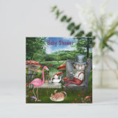 Invitation Baby shower fou de thé de chapelier du pays des (Debout devant)