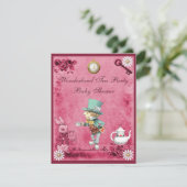 Invitation Baby shower fou rose de thé du pays des merveilles (Debout devant)