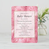 Invitation Baby shower fourrure rose (Debout devant)