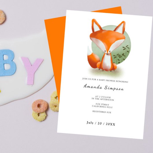 Invitation Baby shower Fox