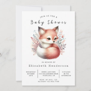 Invitation Baby shower Fox couleur neutre pour le genre