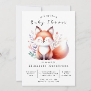 Invitation Baby shower Fox de la scène de la forêt propre
