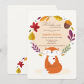 Invitation Baby shower Fox et Feuille (Devant / Derrière)