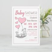 Invitation Baby shower Fox Hearts (Debout devant)