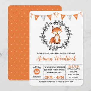 Invitation Baby shower Fox mignonne / Forêt Woodland moderne