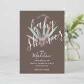 Invitation Baby shower Fox Plumes de Bohême (Debout devant)