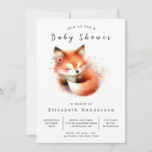 Invitation Baby shower Fox simple et mignon