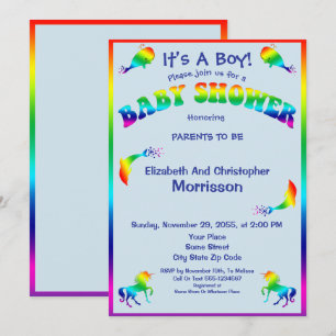 Invitation Baby shower frais de garçon d'arc-en-ciel avec les