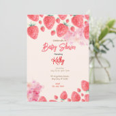 Invitation Baby shower fraise (Debout devant)