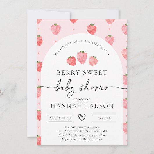 Invitation Baby shower fraise (Devant)