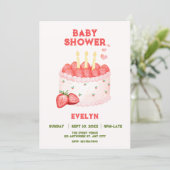 Invitation Baby shower fraise (Debout devant)