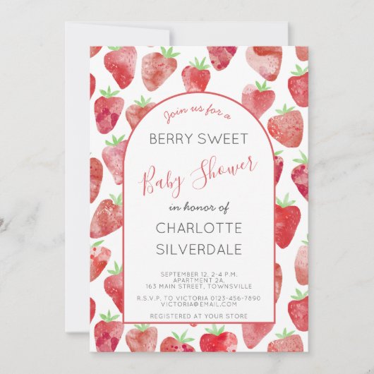 Invitation Baby shower fraise (Devant)