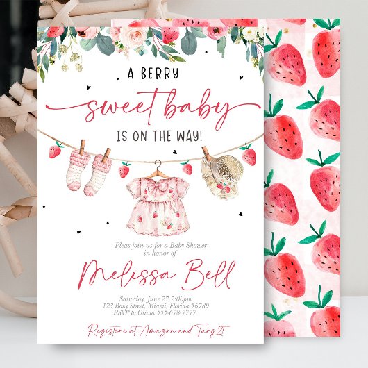Invitation Baby shower fraise