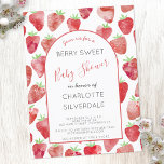 Invitation Baby shower fraise<br><div class="desc">Cute et moderne aquarelle fraise baby shower doux invitation. Les caractéristiques de dos correspondent au texte et plus de fraises pour une aide supplémentaire de la gentillesse. Customisez le texte pour convenir à votre célébration. Art original de Nic Squirrell</div>