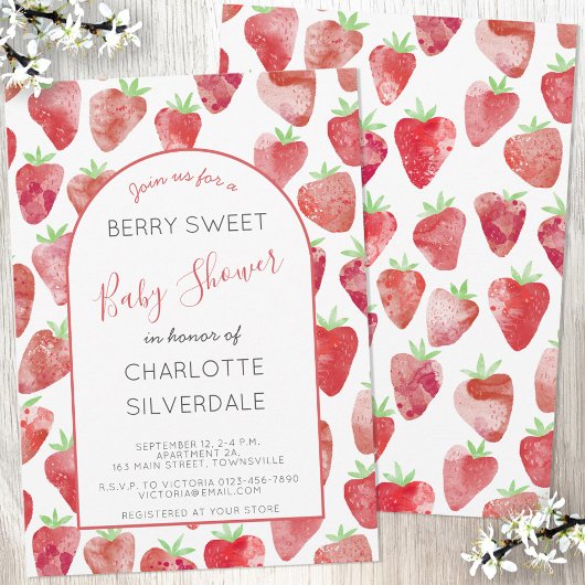 Invitation Baby shower fraise