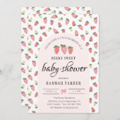 Invitation Baby shower fraise (Devant / Derrière)