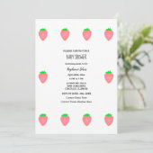 Invitation Baby shower fraise bébé fille rose blanc mignonne (Debout devant)